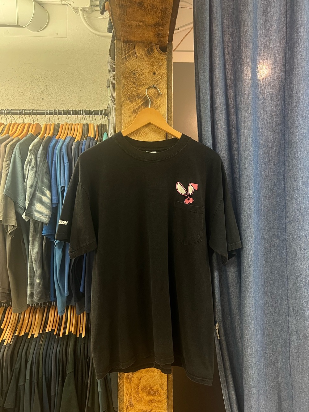 Vintage Pink Bunny Black Graphic T-shirt